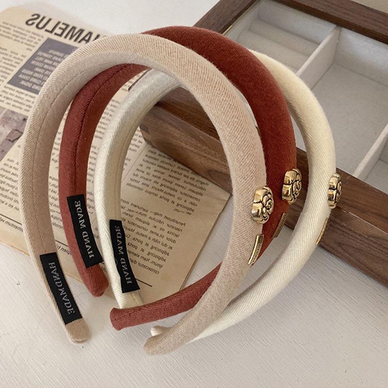 New Fashion Camellia Headband Hair Hoop Hair Bands for Women Korean Elegant Designer Hairband Headwear Hair Accessories