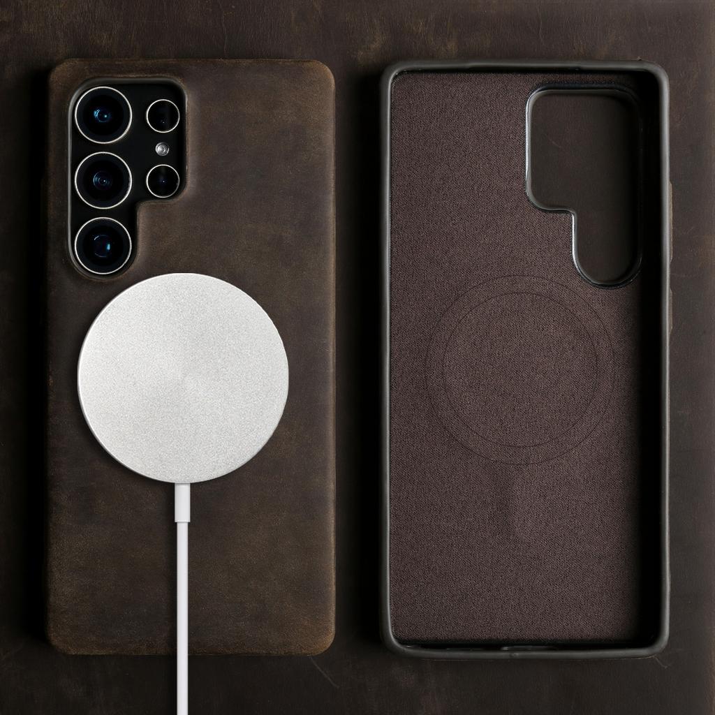 Vintage Genuine Leather Case for Samsung Galaxy S26 Ultra S25 S24 S23 S22 S21 S20 S25FE Magnetic PULL-UP Cowhide Phone Cover