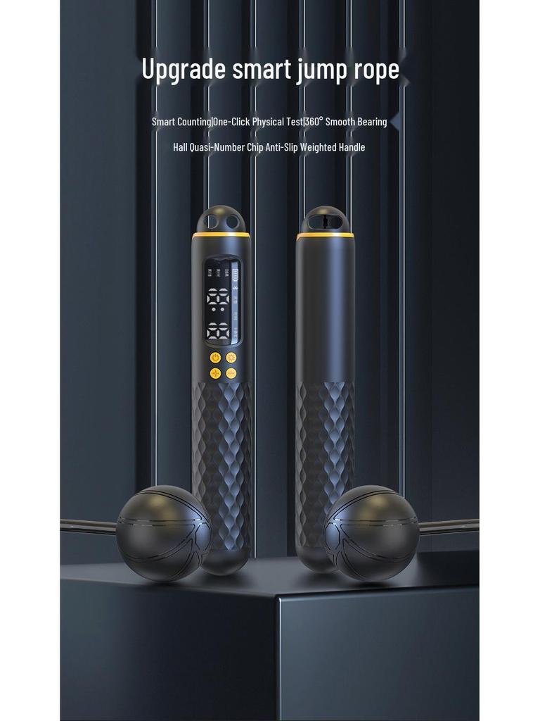 Rechargeable Smart Counting Jump Rope: Weighted, Cordless, Fitness Steel Wire, with English Display