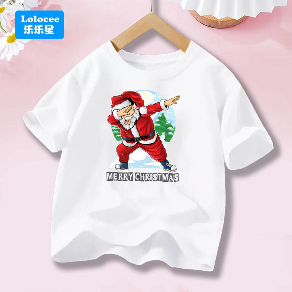 Christmas Dancing Santa Costume Dabbing T-Shirt for Girls XMAS Retro T-shirt Casual Trendy Aesthetic Tee Fashion Tops SDLL1