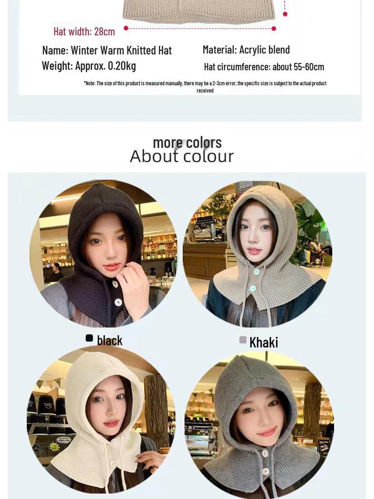 Korean Fashion Knit Balaclava: Warm, Ear-Protecting Hat & Scarf for Couples