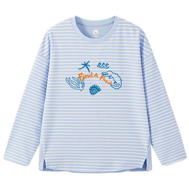 MQD Boy's Academy Style Striped Cartoon Long Sleeve T-Shirt