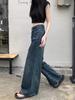 New Arrival: Retro Blue Floor-Length Wide-Leg Jeans for Petite Women