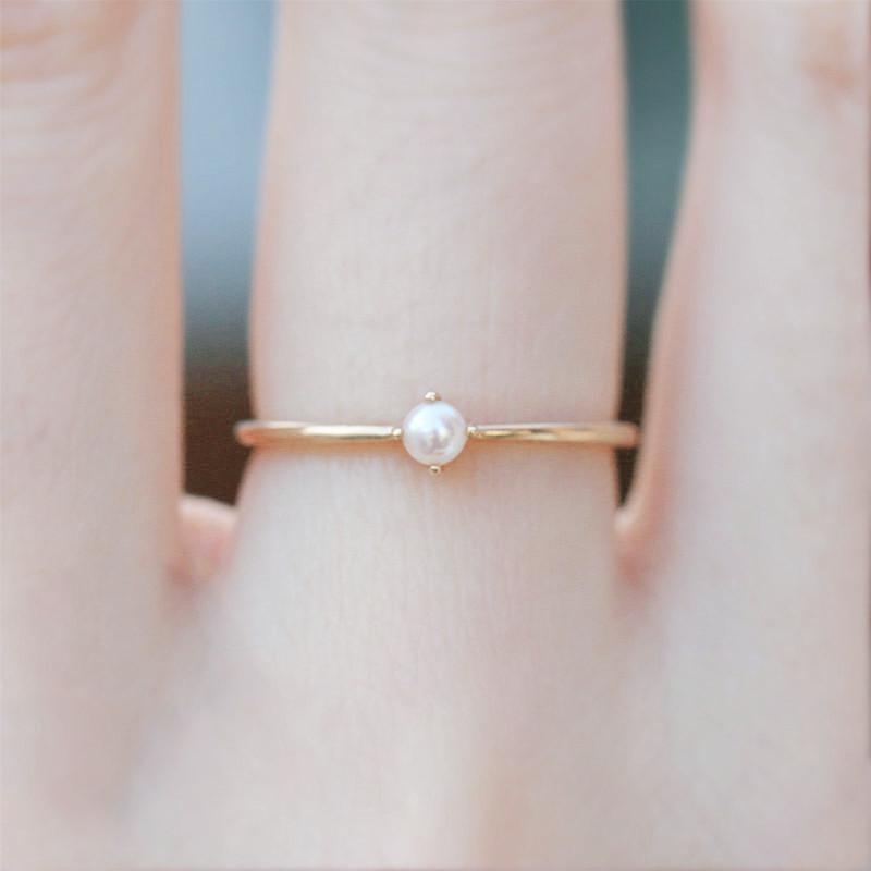 Moda Ouro Casamento Alta Qualidade Noiva Casais Pérola Único Presente de Dia dos Namorados Anel Simples Tamanho 6 7 8 9 10 Opala 1PC Venda Quente
