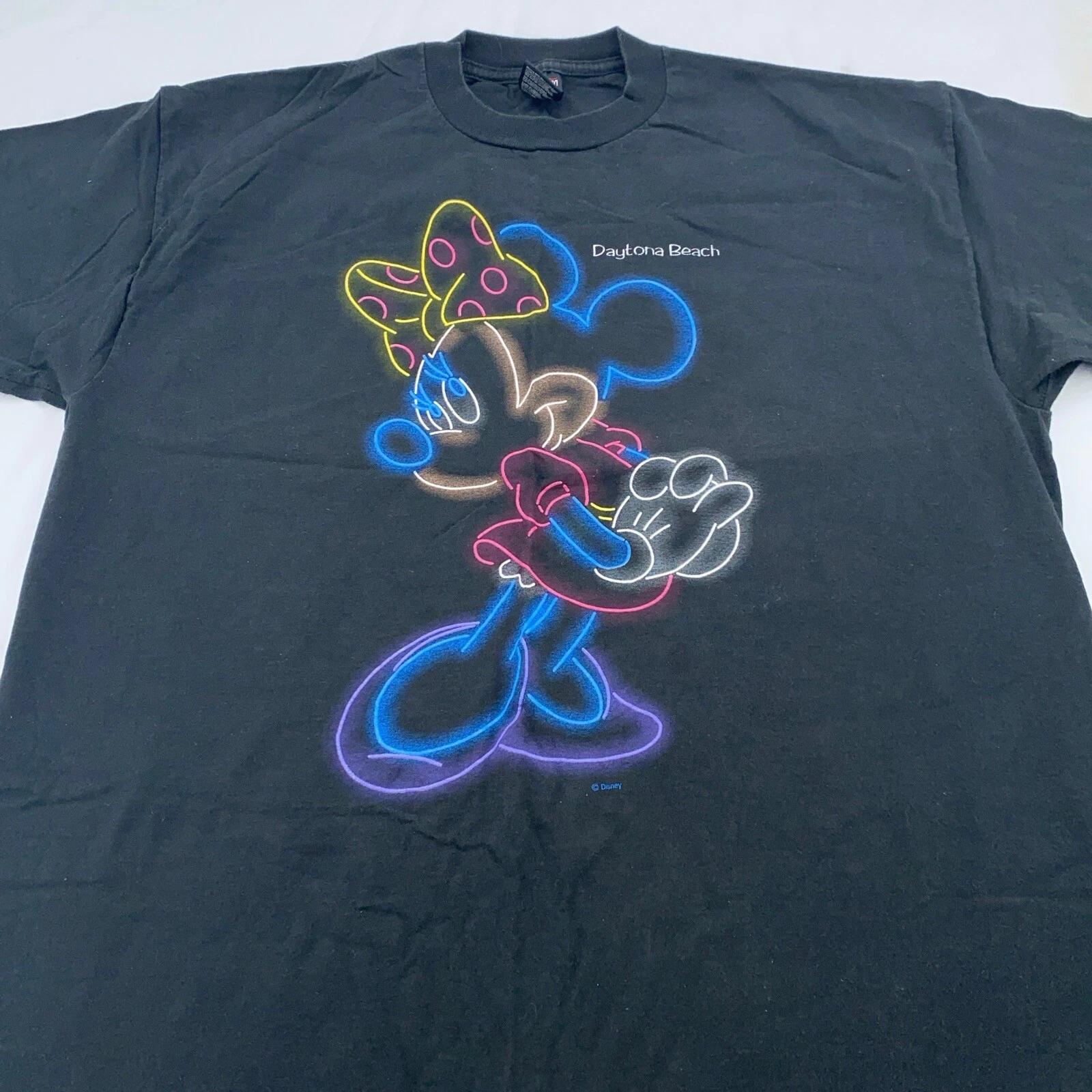 

vintage 90s MINNIE MOUSE DAYTONA BEACH FLORIDA WALT DISNEY T-Shirt XL neon light S