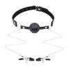 SM Goods Silicone Ball Gag Set with Nipple Chain Adjustable Fixing Ring Cosplay Saliva Nipple Adult Captivity Intense Lip Nipple Development - & Belt,