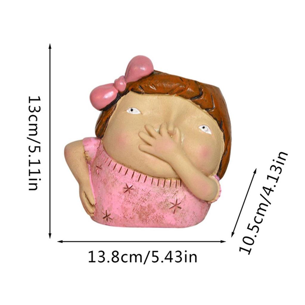Fun Flower Pot Unique Fun Decor Resin Decorative Planter Nose Holding Figurine for Cabinet Balcony Desktop Living Room Bookshelf