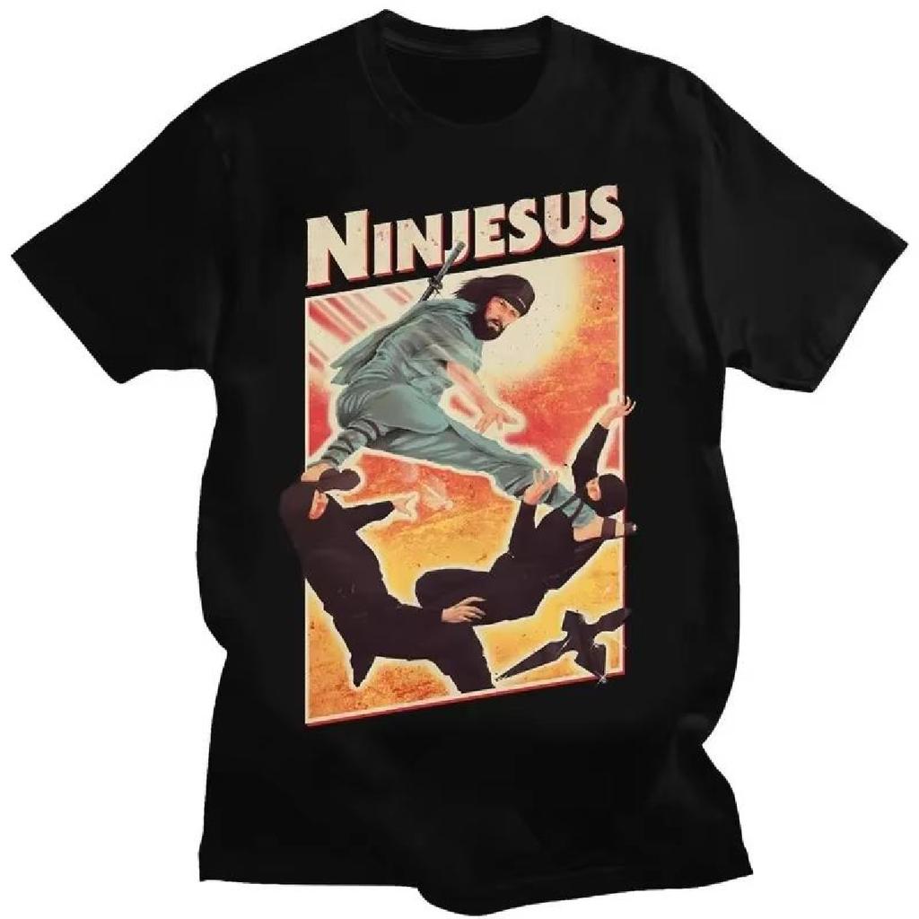 Vtipná trička s grafikou Ježíše Ninjesus Kung Fu Tričko Ležérní Krátké Dámské Pánské Oblečení Trička Topy Streetwear Japonské Anime Oblečení
