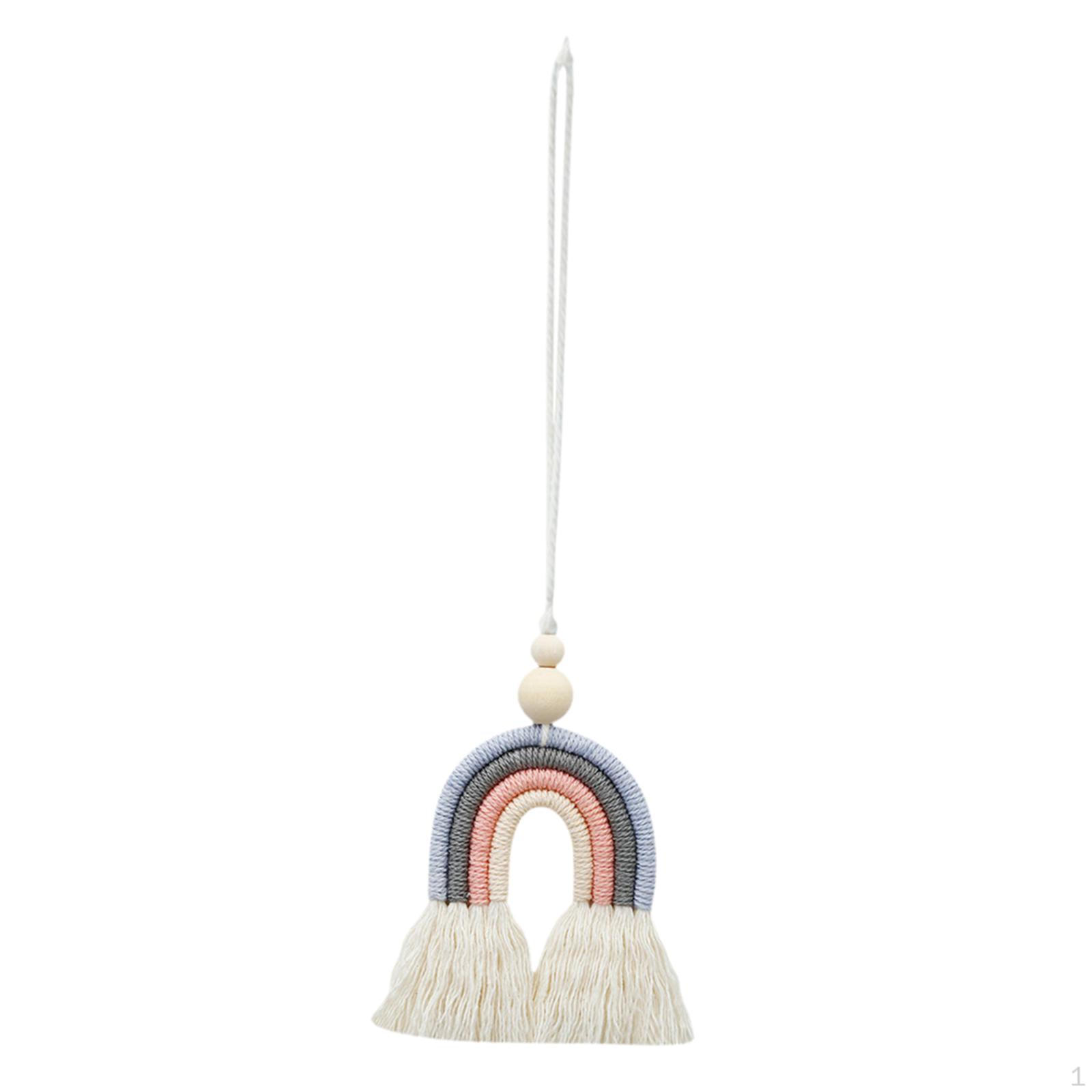 

Boho Rainbow Car Charm Essential Oil Diffuser Висячий освіжувач повітря китиця дзеркало заднього виду сірий колір