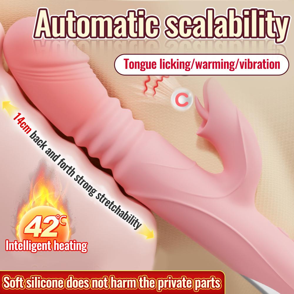 Telescopic Vibrator for Women Clitoral Vaginal Stimulation Tongue Licking Intelligent Heating G-spot Sex Toy Adult Erotic Toys