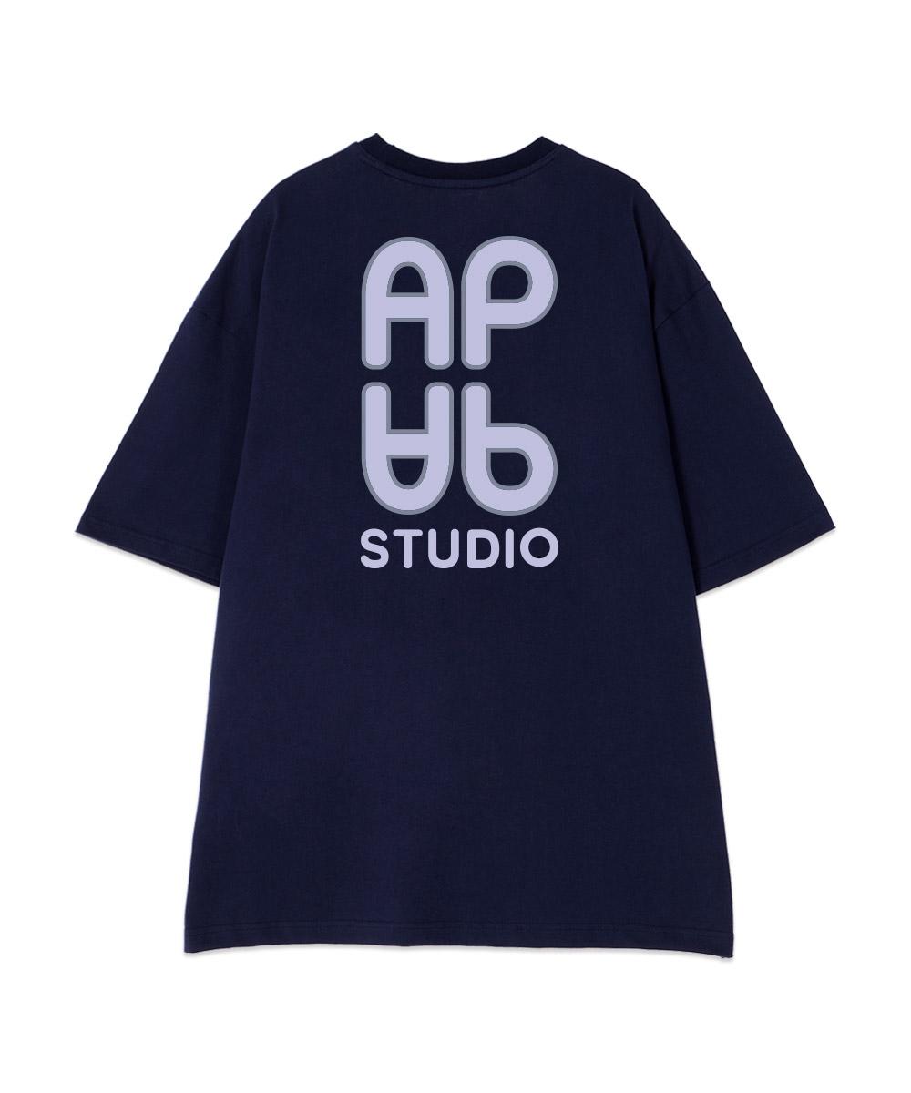Astral Projection [Oversized] Ap 13-Count Cotton Round Neck Short Sleeve T-Shirt_Navy Xxl