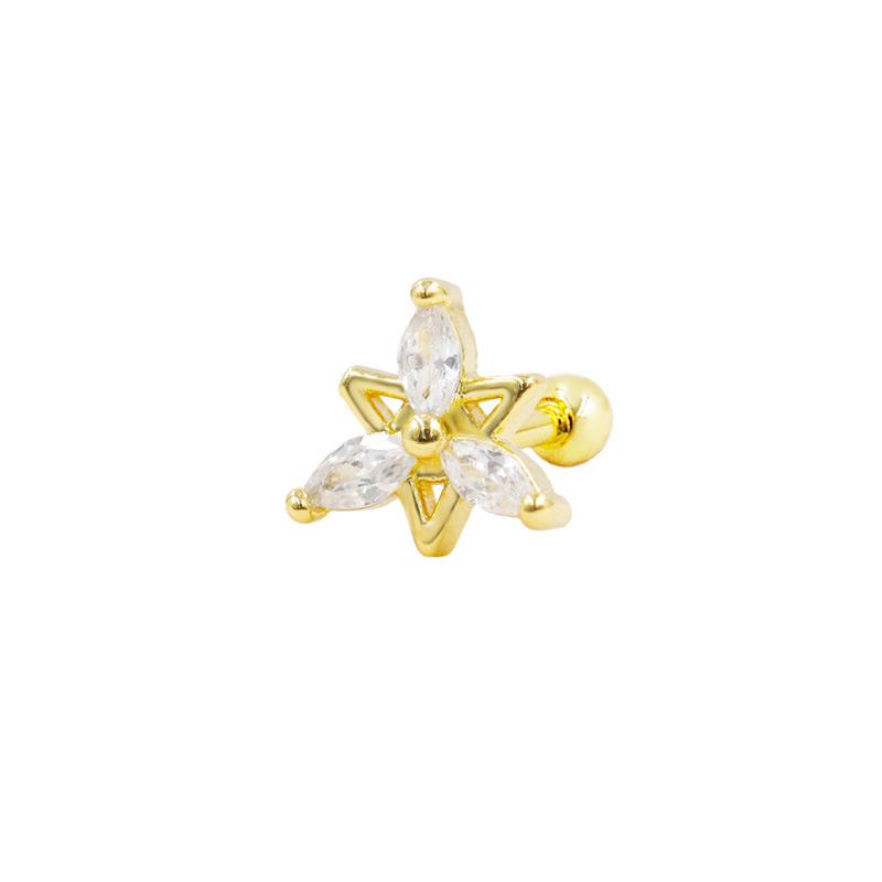 Gaibei 3D Flower & Heart Zircon Ear Studs - European/American Style