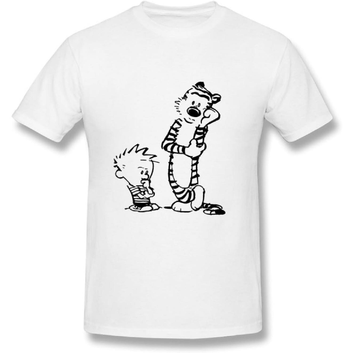 Funny Tiger Calvin And Hobbes Cool T-Shirt For Men XXXXXL белый
