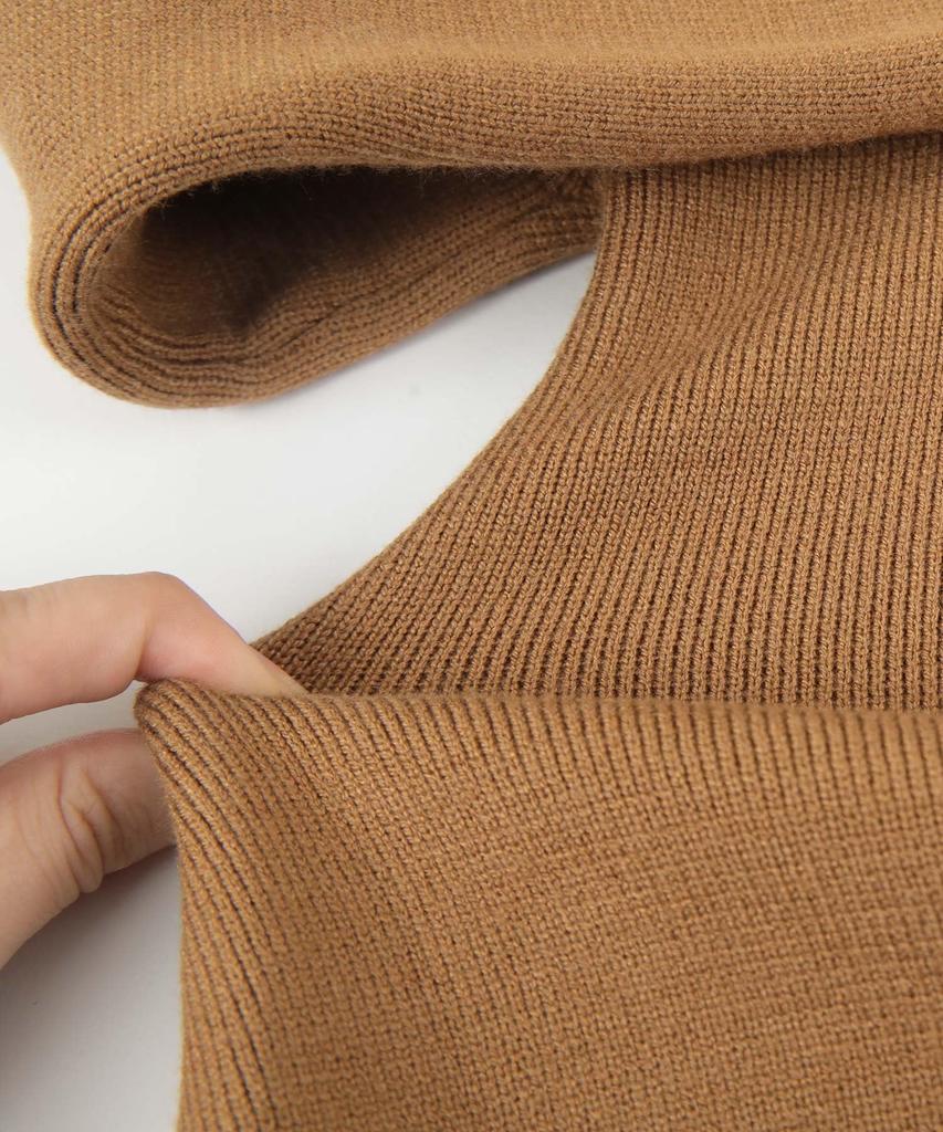 Yours BEXU1732 High Neck Cropped Size L Women's Sweat-Like Knit, Camel,