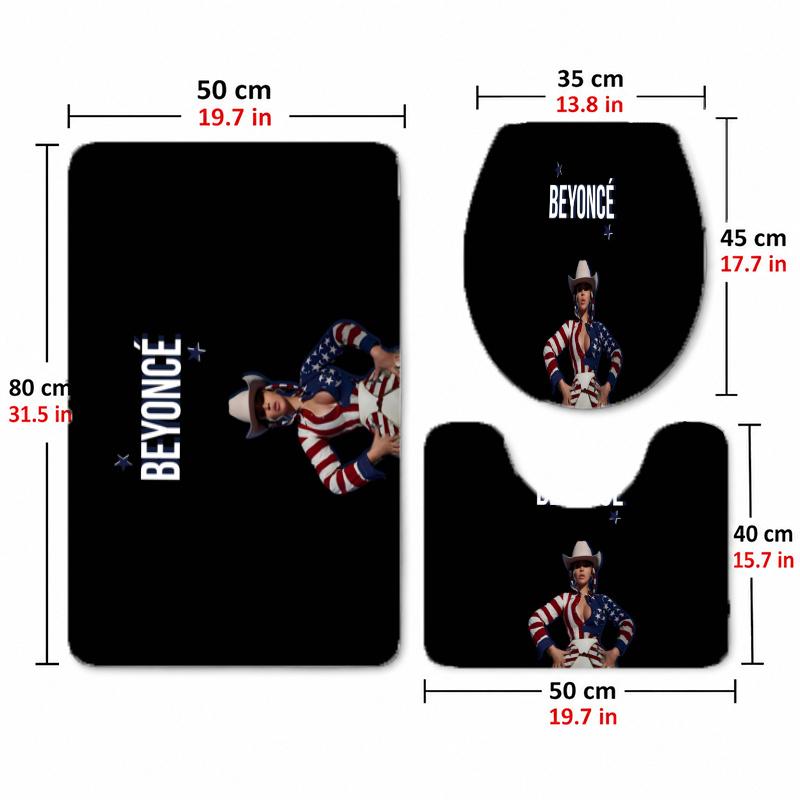 Beyoncé (23)Flannel Toilet 3 Piece Set Soft Bathroom Rug Non-Slip Toilet Seat Cover Bathroom Home Decor