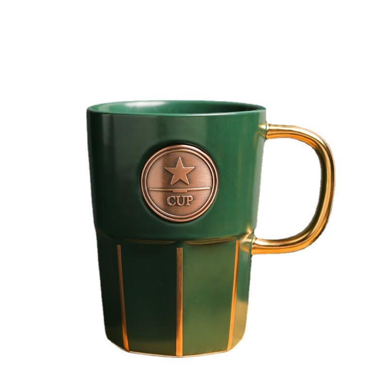 Chaxun Ceramic Coffee Mug with Copper Emblem