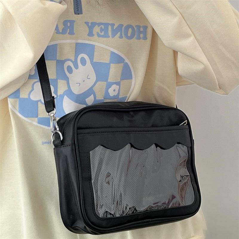 1Pcs High School Girls Uniform Jk Crossbody Shoulder Bag Handbags Japanese Harajuku Ita Bag For Women Pu Transparent Itabag