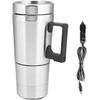 Qiilu Heated Travel Mug 12V Electric Car Kettle Boiler Stainless Steel Heating Cup Coffee Tea Warmer Cup 350ML+150ML