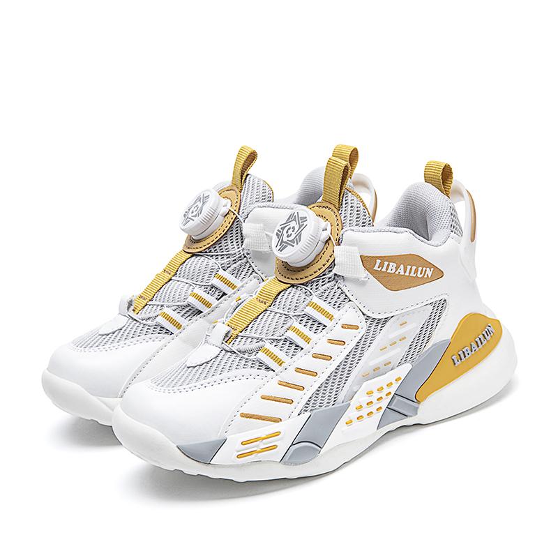 Kids Sneakers Basketball Shoes Boys Spring Fashion Rotating Button Anti-slip Shock Absorption School Students Sports Shoes