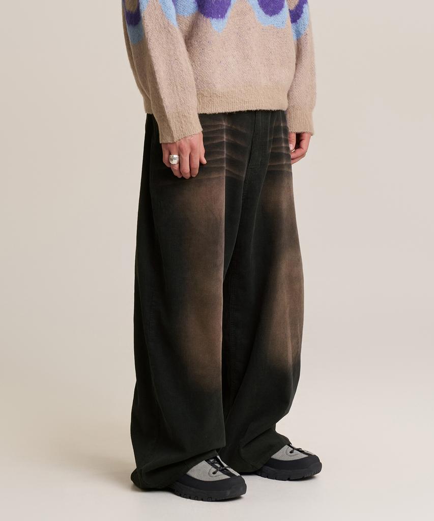 SUPERSUB Corduroy Tinted Washed Wide Pants - Khaki