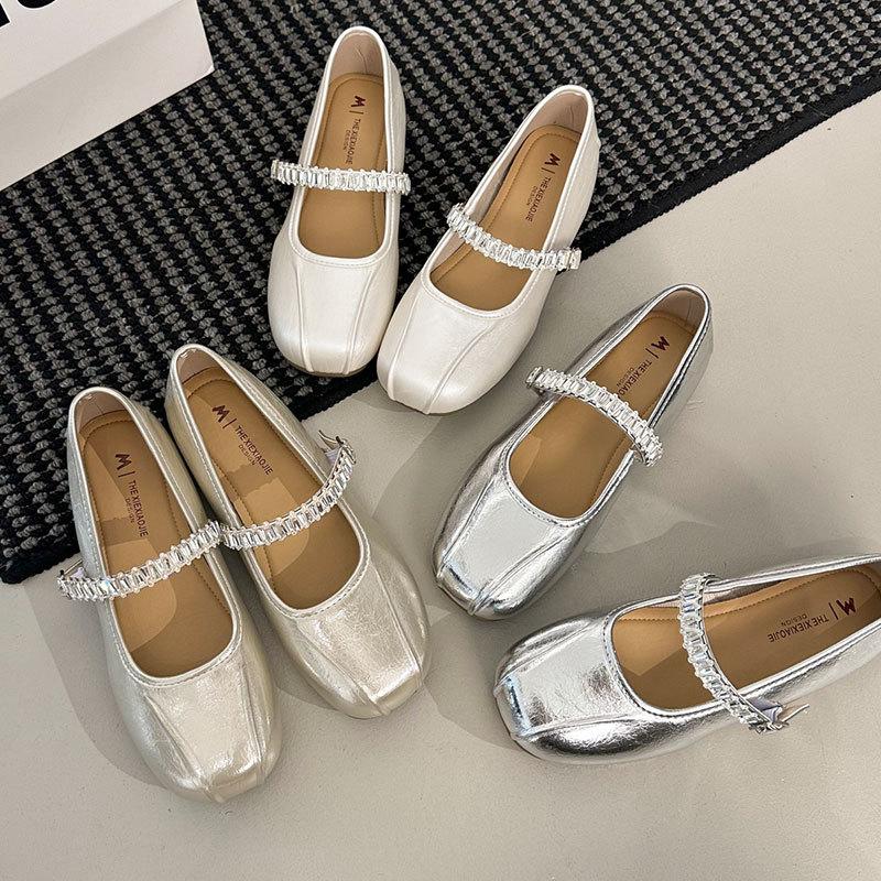 Beautiful matching skirt ballet Mary Jane single shoes women's spring and autumn new flat French small leather shoes women