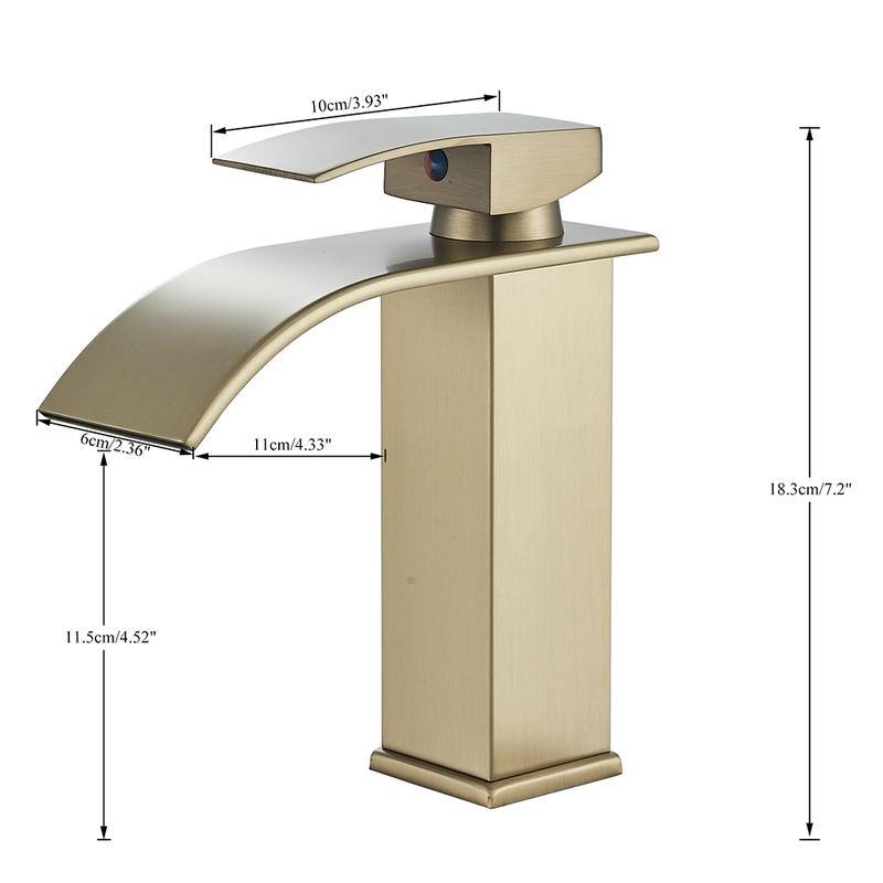 Brushed Golden Basin Faucets Elegant Waterfall Bathroom Sink Faucet Single Lever Hole Deck Mount Brass Mixer Taps