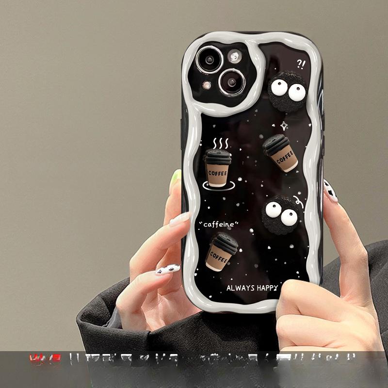 Applicable To Apple 14promax Mobile Phone Case IPhone 15/13 Coffee Briquette Three-dimensional Doll 12mini Silicone 7