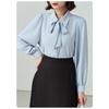 Spring and Autumn White Long Sleeve Chiffon Bow Shirt Women's Professional Formal Inner Top