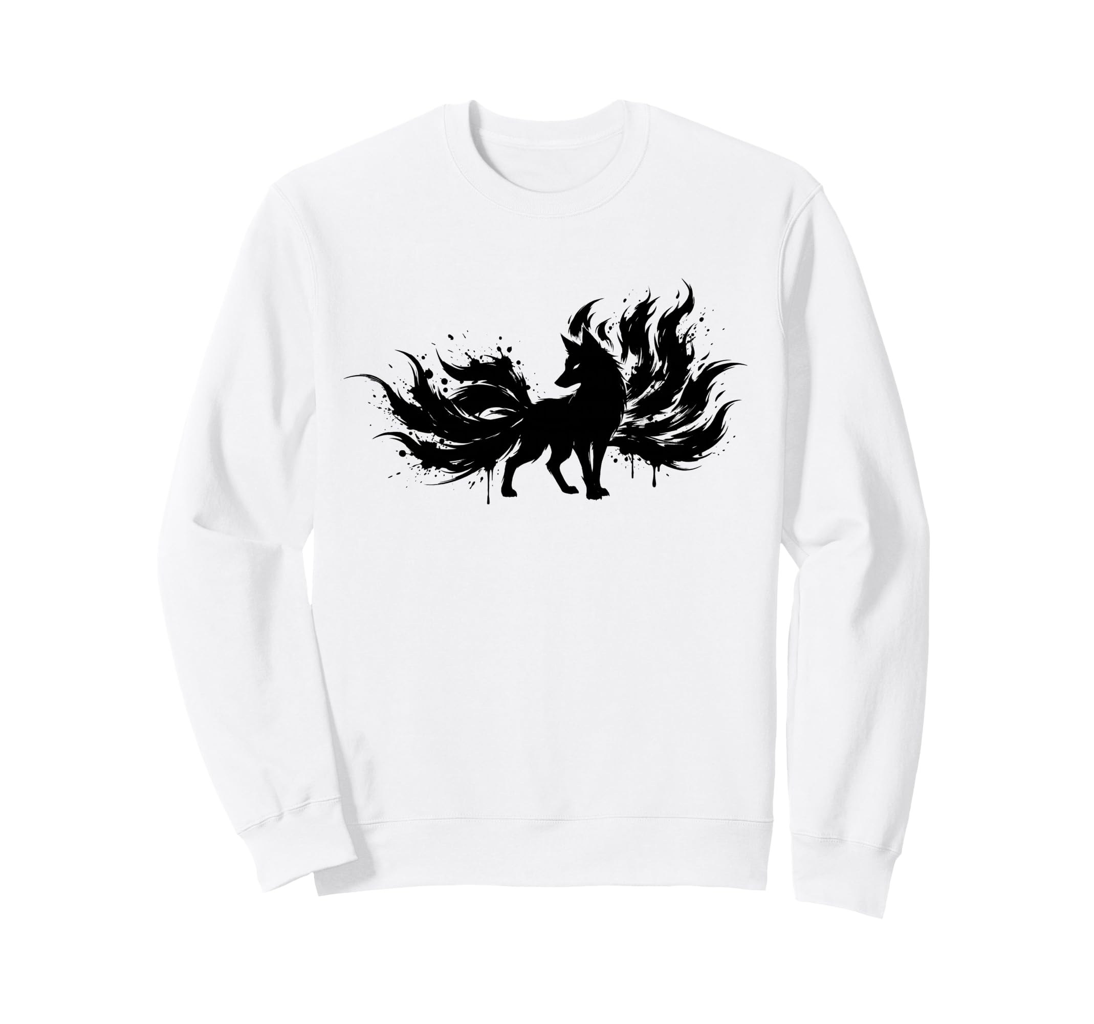 Nine-tailed fox (Kitsune) Yokai (Japanese monster) Japanese style ink painting silhouette sweatshirt