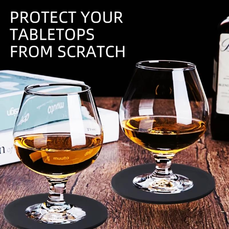 1Pcs Non Slip Round Silicone Drink Coasters Black Cup Coaster For Hot And Cold Beverages Drinks - Anti Stain And Heat Resistant