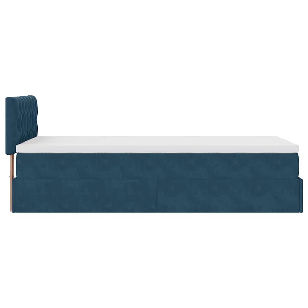 Ottoman Bed with Mattress Dark Blue 90x190 Cm Velvet