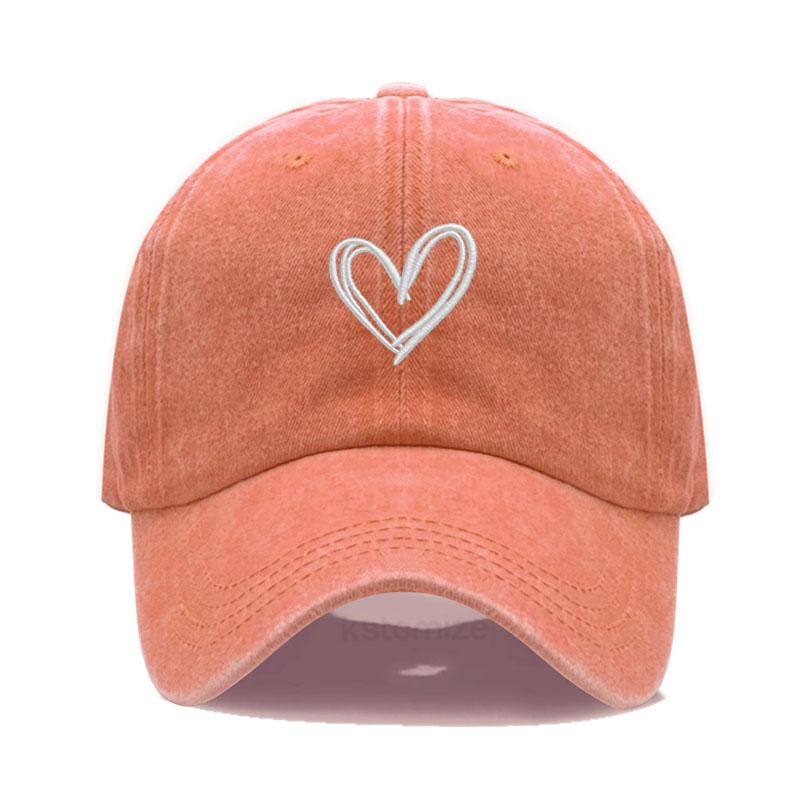 Unisex Soft Cotton Dad Hat Heart Embroidery Baseball Cap For Women Men Adjustable Unisex Casual Sports Caps
