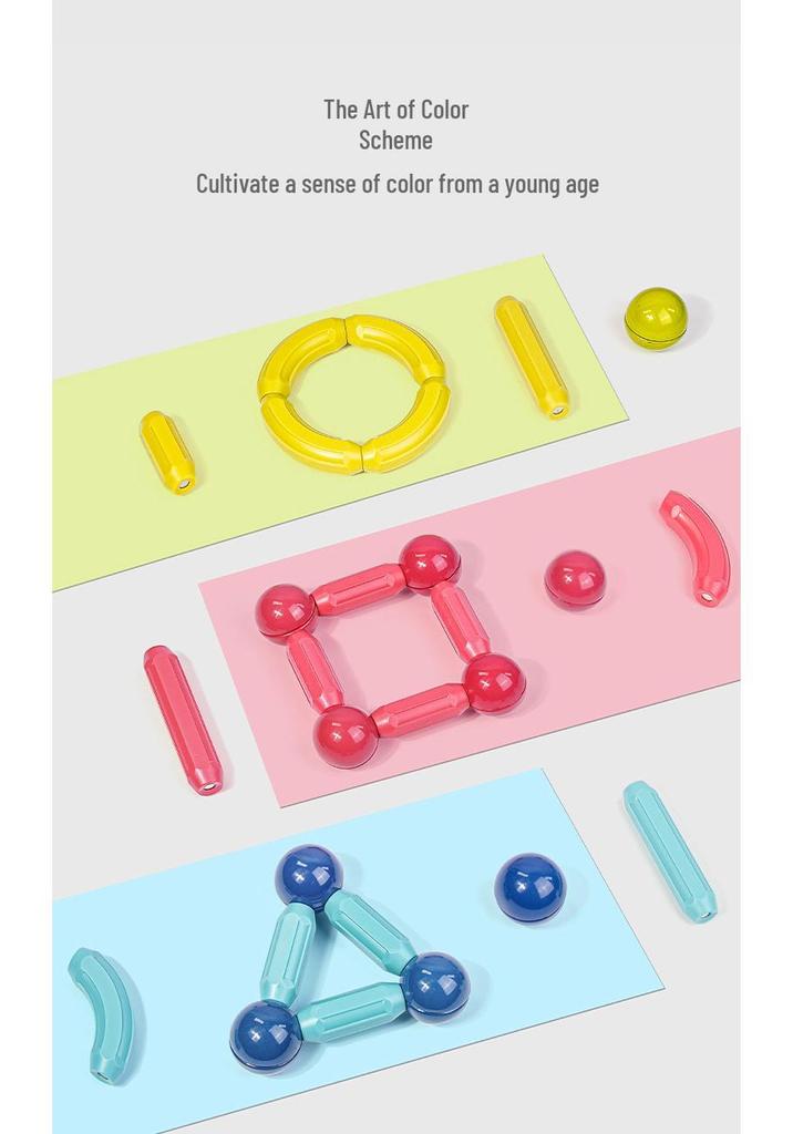 3D Magnetic Rod Building Blocks for Kids - Strong Magnet Puzzle Toy for Boys