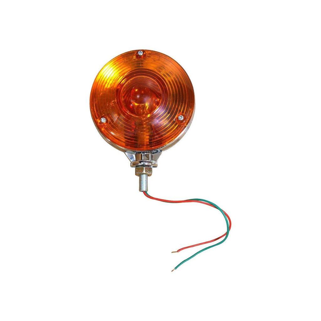 APSMOTIV 2Pcs 12V Bulbs 4" Round Double Face Turn Signal Lights Chrome Red/Amber Double Face Light Truck Trailer Side Marker Lamp Stop Turn Tail