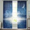 White Clouds Moon In The Night Sky Tulle Window Curtains Living Room Organza Sheer Voile Curtain Bedroom Kitchen Home Decor