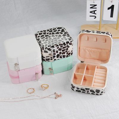 Mini Jewelry Storage Box Portable Family Travel Earrings Necklace Storage Box Female Ring Organizer PU Leather Display Box