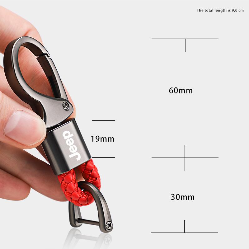 Kopphållare Zinklegering Flätat Rep Nyckelring Bilnyckelring Tillbehör För Jeep Grand Cherokee Wrangler JK Gladiator Compass Rene