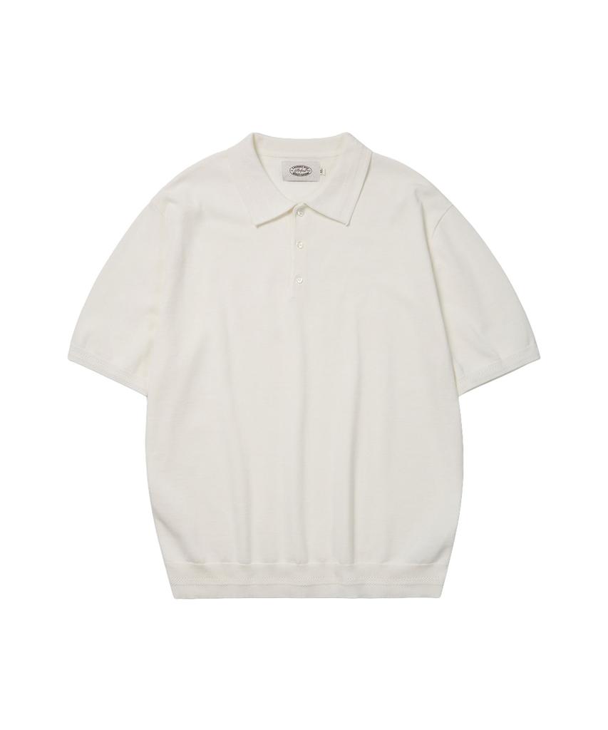 AMFEAST Essential Polo Half Knit White