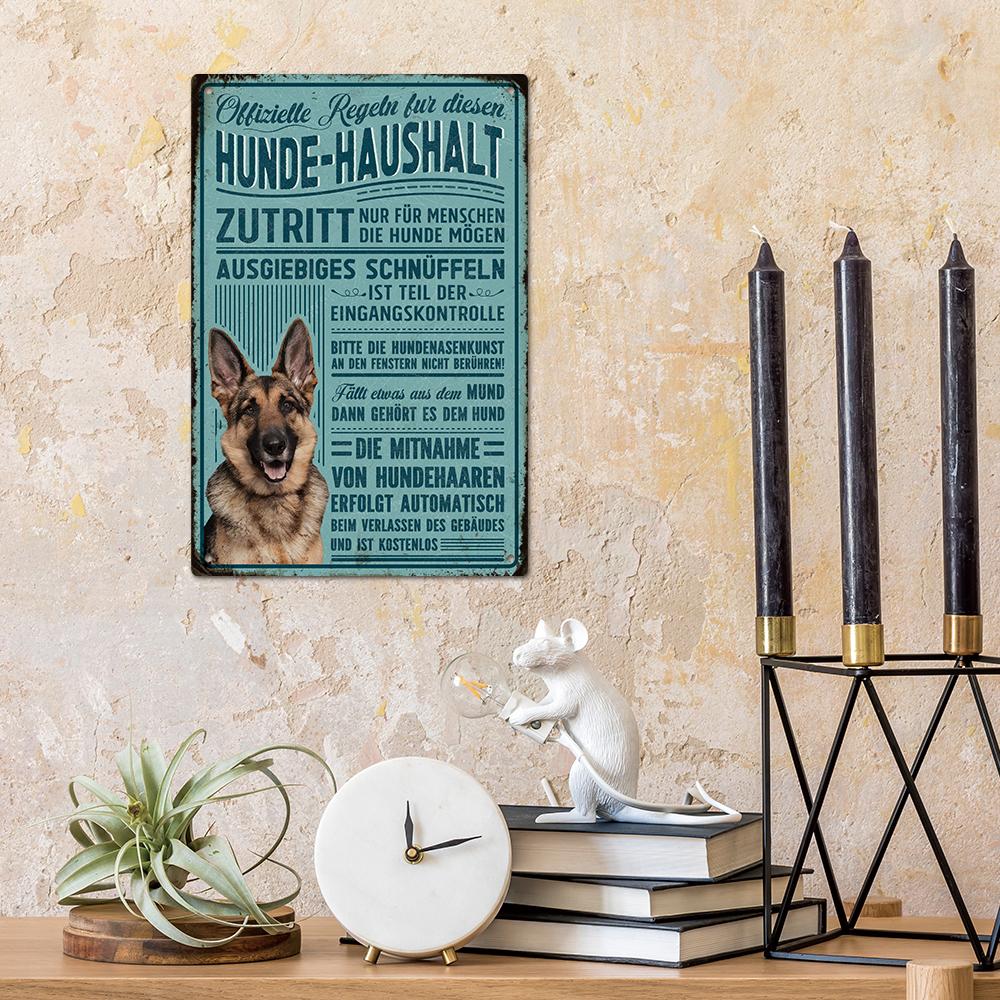 Putuo Decor 1 Stück Deutsches Vintage Metallschild Wandkunst Dekor für Zuhause Bauernhaus Wohnzimmer Hinterhof Geschenke Haustier Hund 7,9x11,8 Zoll