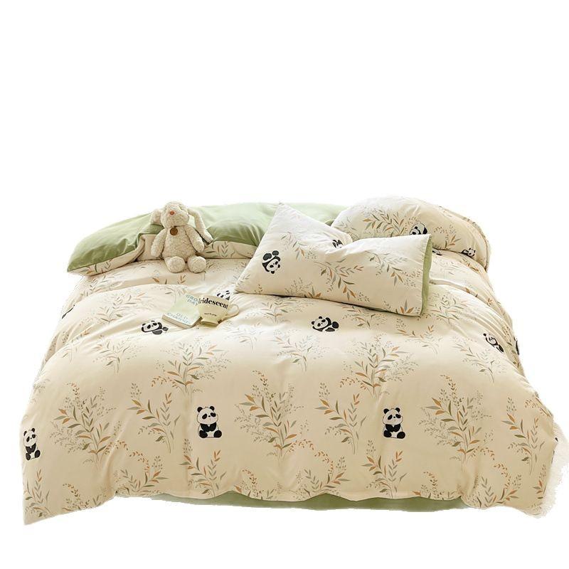 Class A Maternal And Infant Grade Washed Cotton Bed Four-Piece Set, Children'S Cartoon Bed Sheet Quilt Cover, Dormitory Single Quilt Cover 3Pcs Set