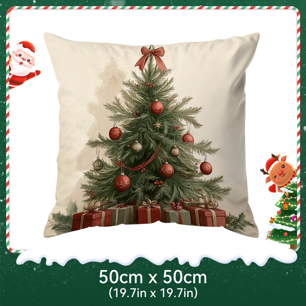 Vintage Style Christmas Pillowcase Printed Polyester 40/45/50Cm Throw Pillowcover Decorative Sofa Cushion Pillowslip Home Decor