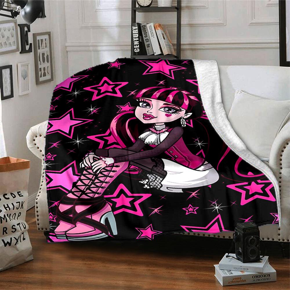 1Pc Monster High Starry Night Blanket For Couch Bed Plush Cozy Fuzzy Blanket Super Soft Warm Blankets For Fall And Winter 091828