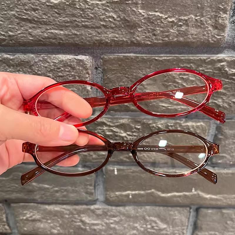 1/2/3pcs Y2K Vintage Small Oval Glasses Girls Style Red Green Frame Glass Eyewear Decorative Outdoor Anti-blue Eyeglasses Gifts