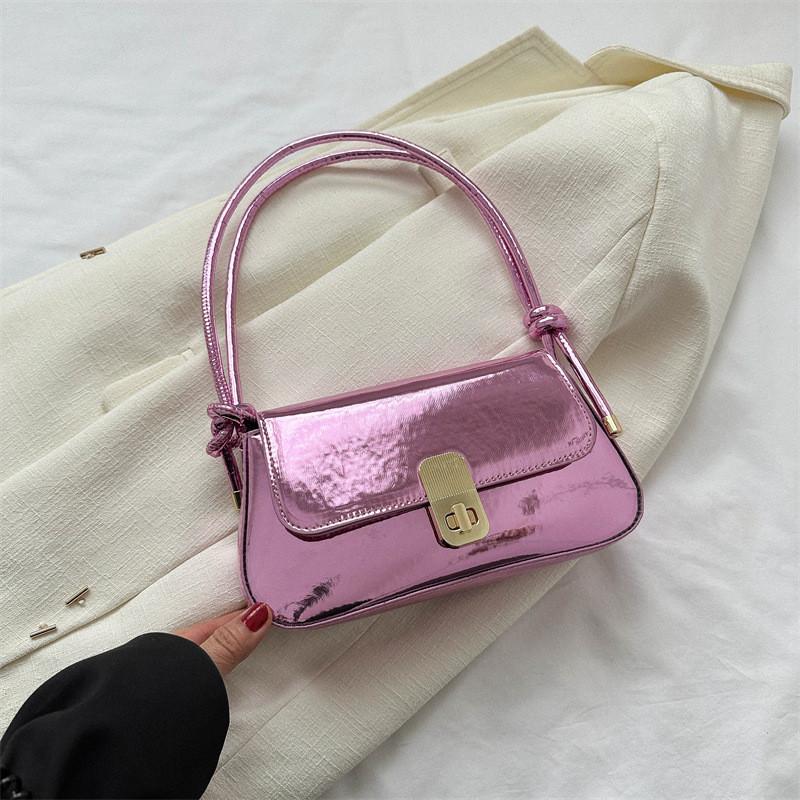Trendy Korean Style Small Square Shoulder Bag In Black Gold Silver Or Rose For Women