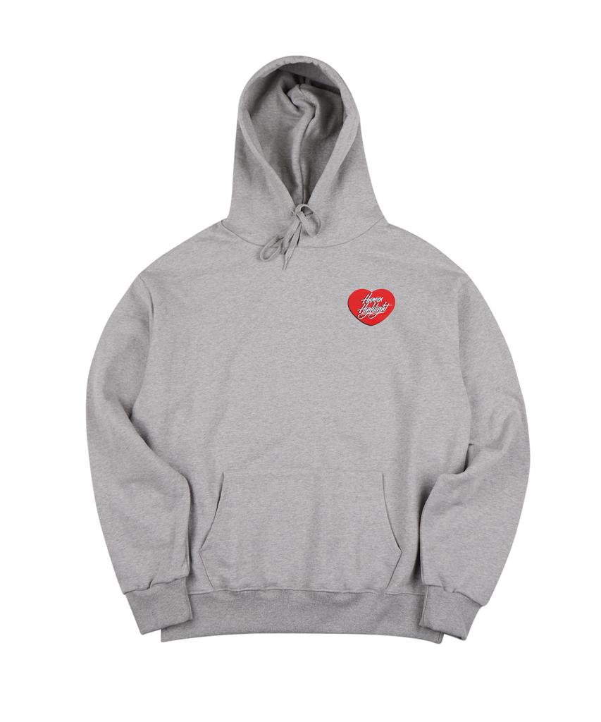 Human Highlight Small Heart Hoodie Gray Red