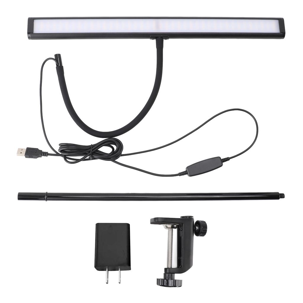 Clamp Desk Lamp Eye Caring Dimmable 3 Color Temp Adjustable Gooseneck LED Table Light with USB