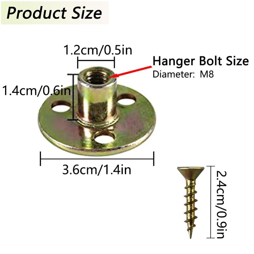 4 stk med skruer Monteringsplater Flatjern T-muttere for møbelben, sofa, skap