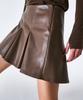 Kwajipyuliti Vegan Leather Godet Pleated Skirt (Hb)