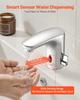 Touchless Bathroom Sink Faucet, Automatic Motion Sensor Restroom Toilet Faucet, Hands-Free Adjustable Cold Hot Single Handle Water Mixer Battery