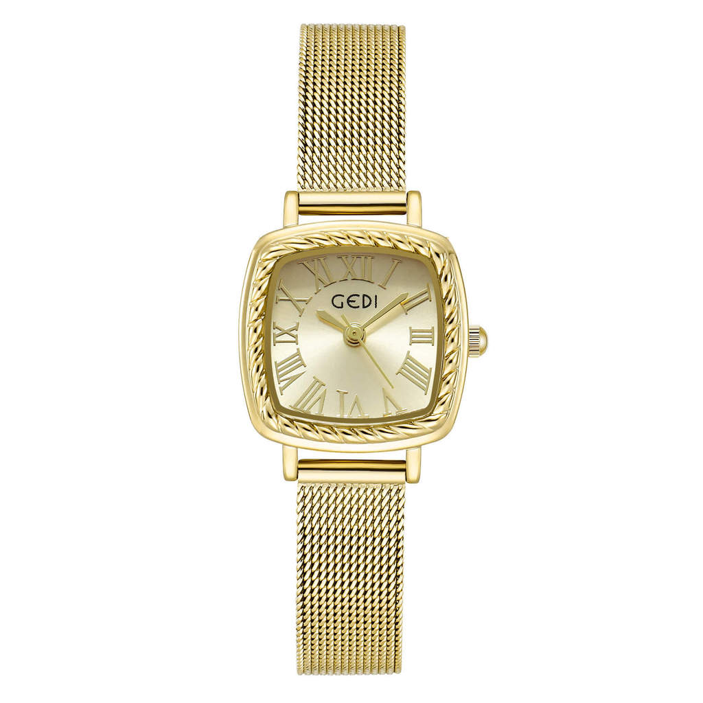 Vintage Female Quartz Watch With Waterresistant Alloy Strap For Elegant Office Wear